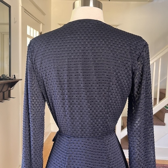 H&M Long Sleeve Textured Wrap Dress Navy NWT Size 2 - Picture 7 of 11